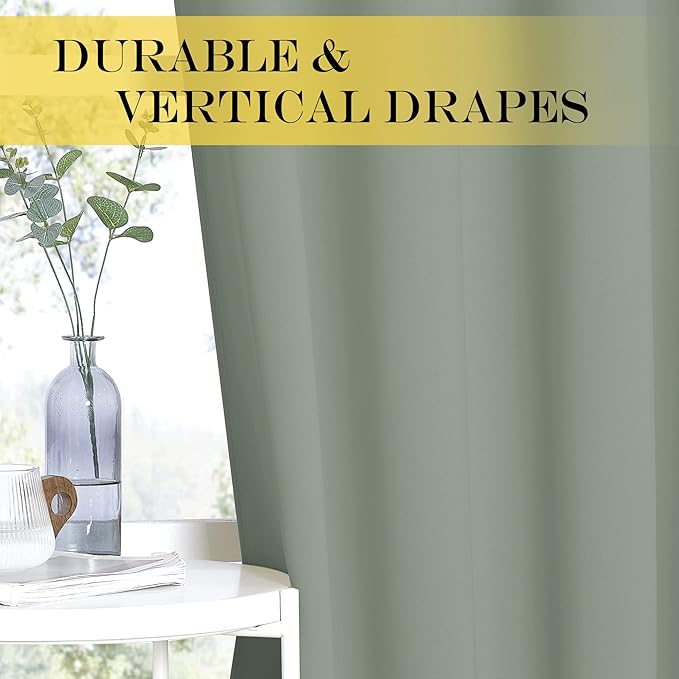 NICETOWN Sage Green Blackout Kitchen Curtain 45 inch Length - Image 5