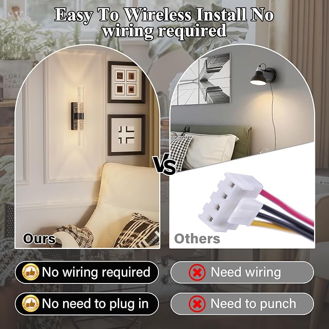 camuucci Battery Operated Wall Sconces Set of 2 Rechargeable Battery Powered - Image 3