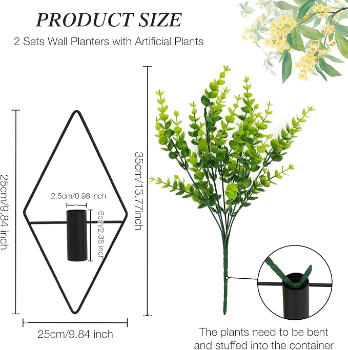 3 Pcs Wall Plants Artificial Decor, Boho Wall Decor, Home Office Living Room - Image 2