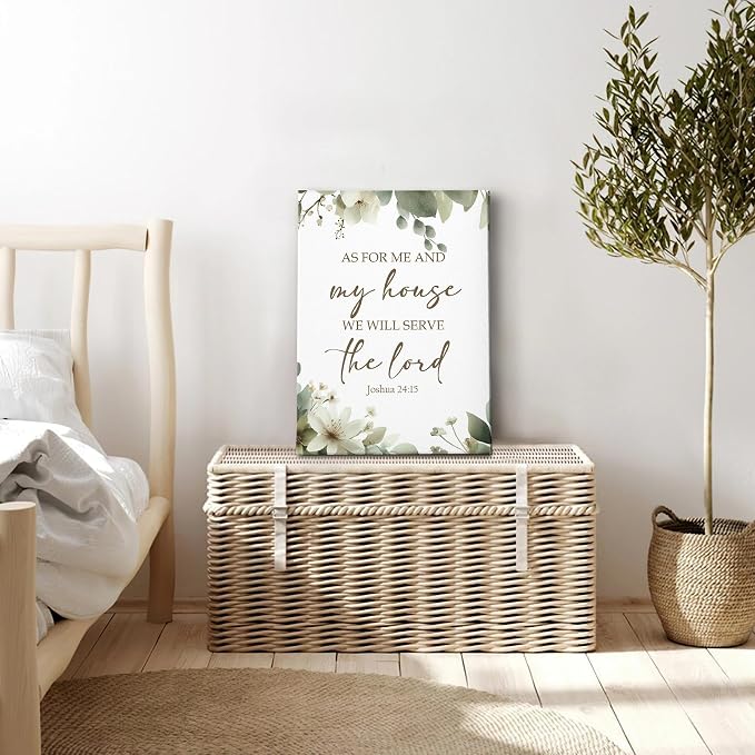 HIWX Christian Wall Decor, as for Me and My House Bible Verses Sage Green - Image 3