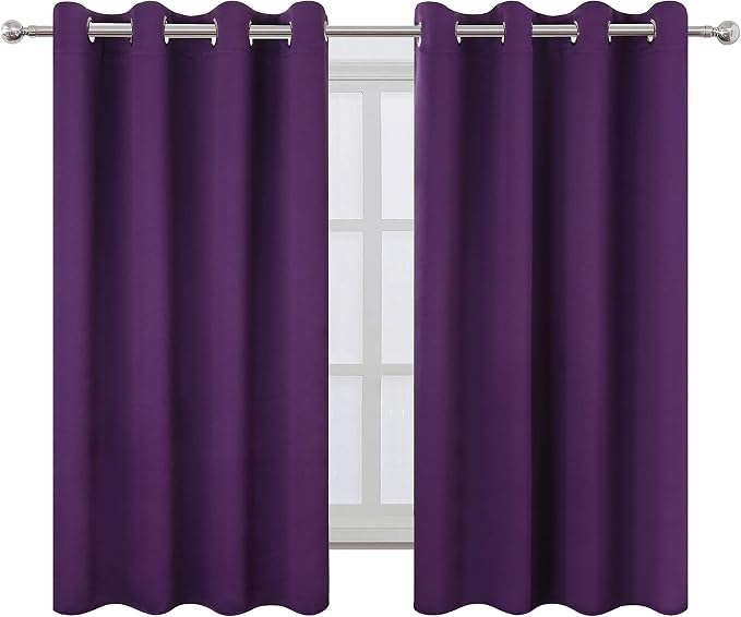 LEMOMO Purple Blackout Curtains/52 x 45 Inch Length Kids Curtains/Set of 2 - Image 2