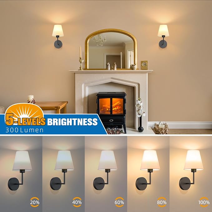 NIORSUN 13.8 inch Battery Operated Wall Sconce Set of 2, 9 Colors Wireless - Image 5