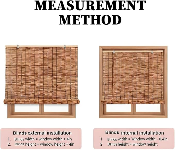 Blackout Bamboo Roller Shades for Outdoor Patio Reed Roll Up Blinds 24" 36" 48" - Image 8