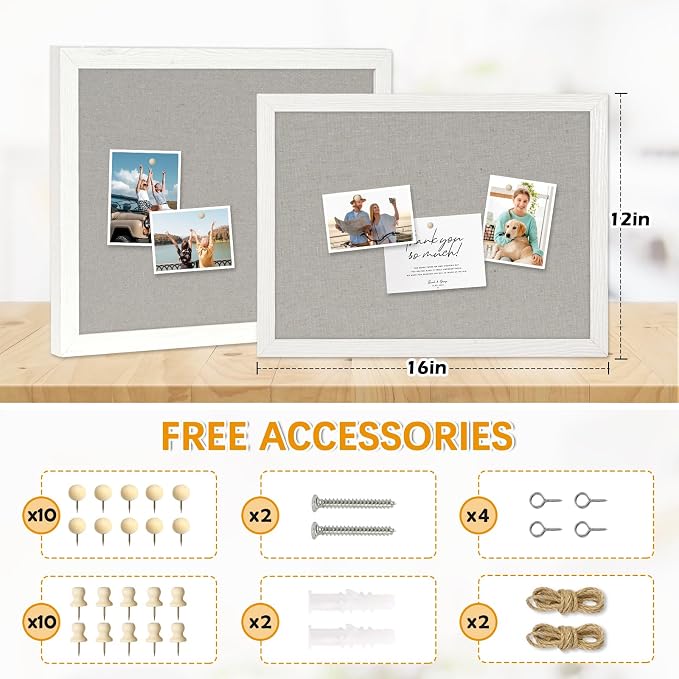 DOLLAR BOSS Cork Boards with Linen 2-Pack 16''X 12'' Cork Board - Image 5