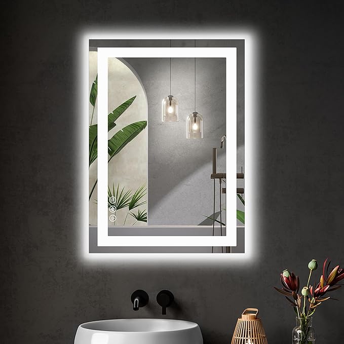 DUMOS 20.1"x28.1" LED Bathroom Mirror, Smart Anti-Fog Bathroom Vanity Mirror by DumosLifestyle