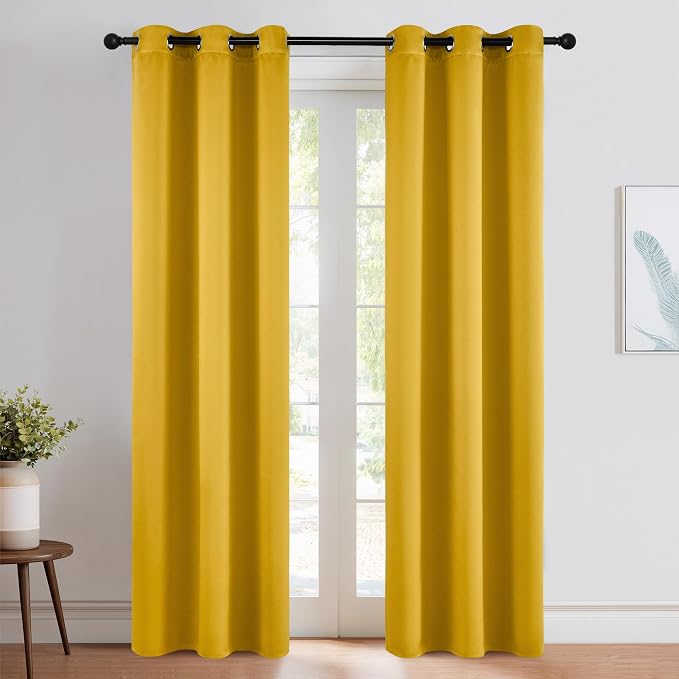 NICETOWN Gold Blackout Cafe Faux Silk Curtains by NICETOWN