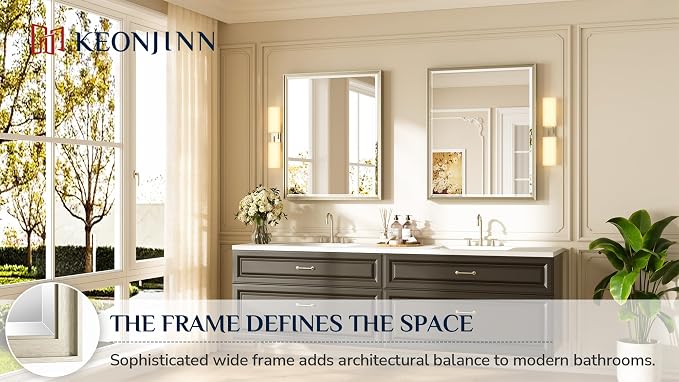 Keonjinn 30" x 36" Brushed Nickel Bathroom Mirrors - Image 7