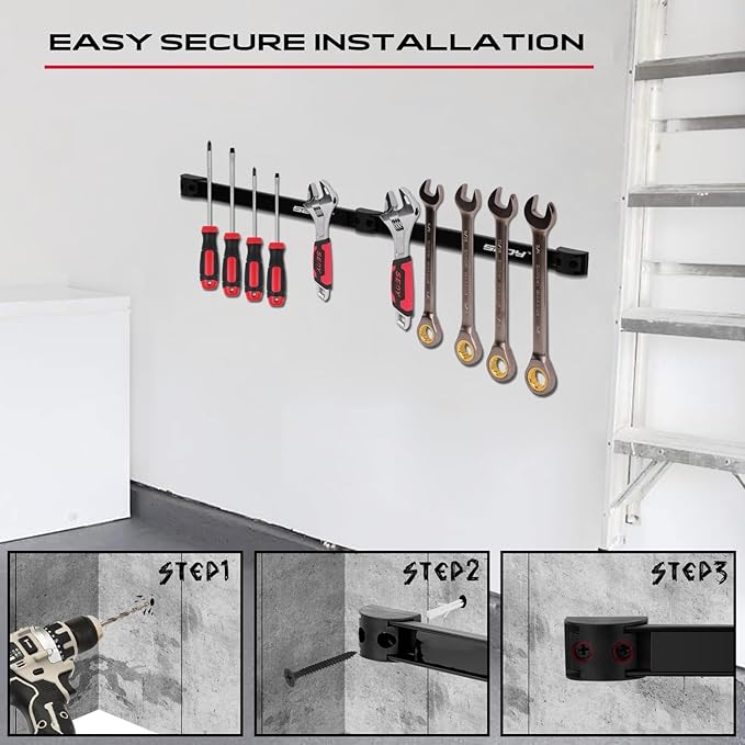 SEDY Magnetic Tool Holder Storage Organizer: 7-Piece Garage Wall Mount Rack - Image 4