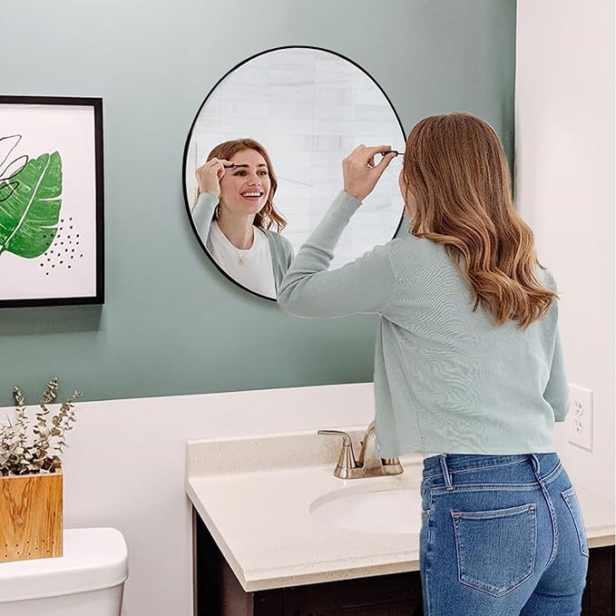 Fabuday Black Round Mirror for Wall 24 inch - Image 3