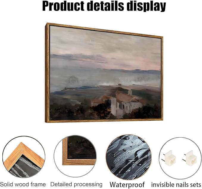 OIQArtOIQ Vintage Landscape Canvas Wall Art Framed Natural Scenery Painting - Image 5