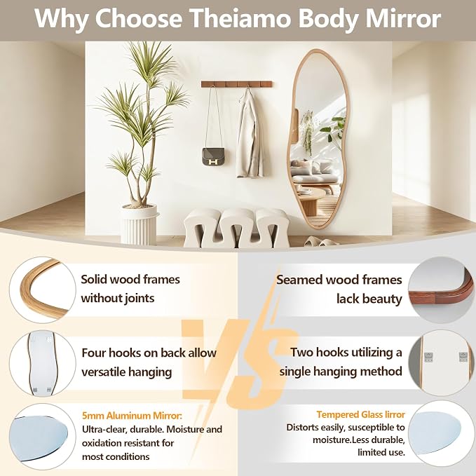 Irregular Full Length Mirror, Large Asymmetrical Wall Mirrors - Image 4