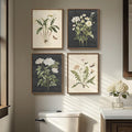 Framed Botanical Wall Art, 4 Piece Vintage Farmhouse Floral Canvas Painting by Cuspin