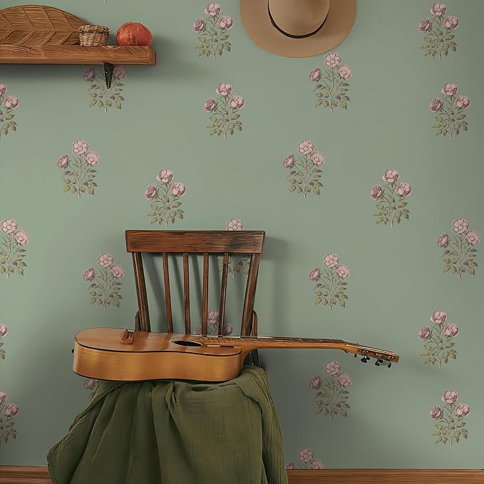Vintage Floral Wallpaper Peel and Stick Boho Wallpaper Removable Waterproof - Image 3