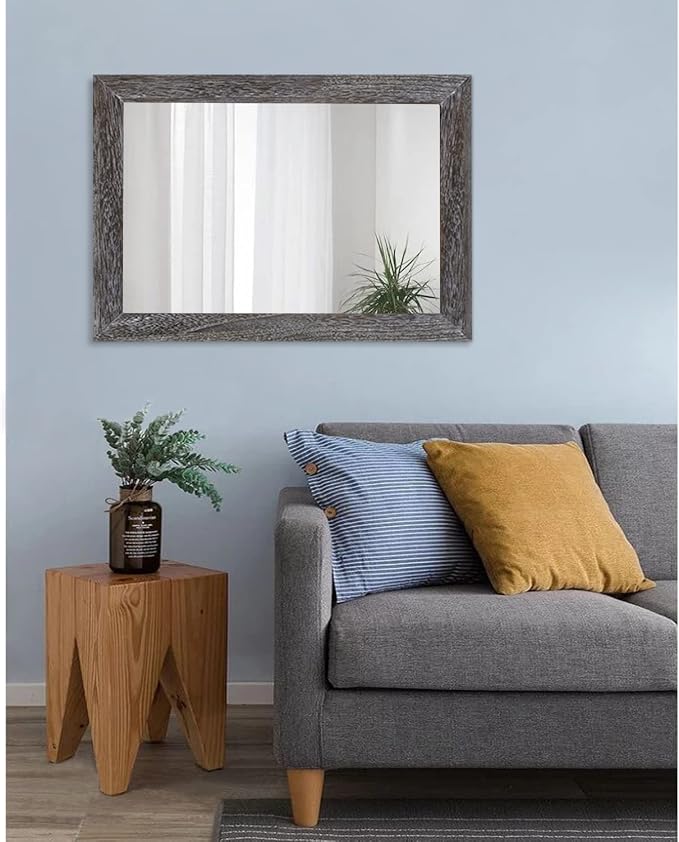 AAZZKANG Wall Mirror with Rectangle Wood Frame Large 28"x20" Rustic Decorative - Image 7