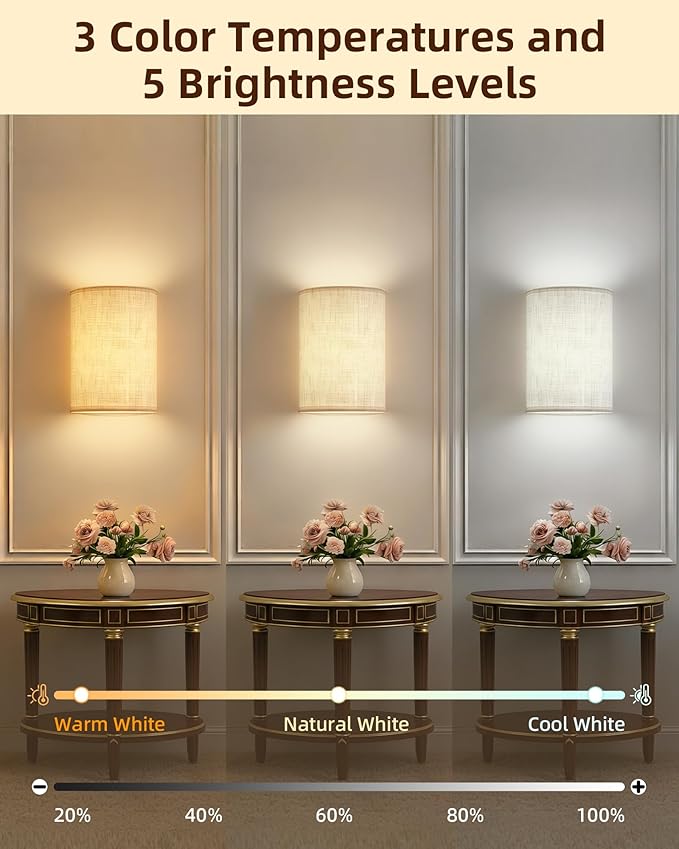 EZVALO Battery Operated Wall Sconce, Rechargeable Wall Sconces Set of Two - Image 2