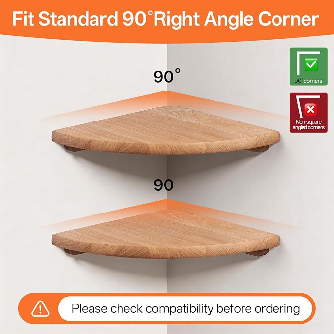 Gieanoo Corner Floating Shelf 10inch Solid Oak Wood Floating Corner Shelf - Image 6