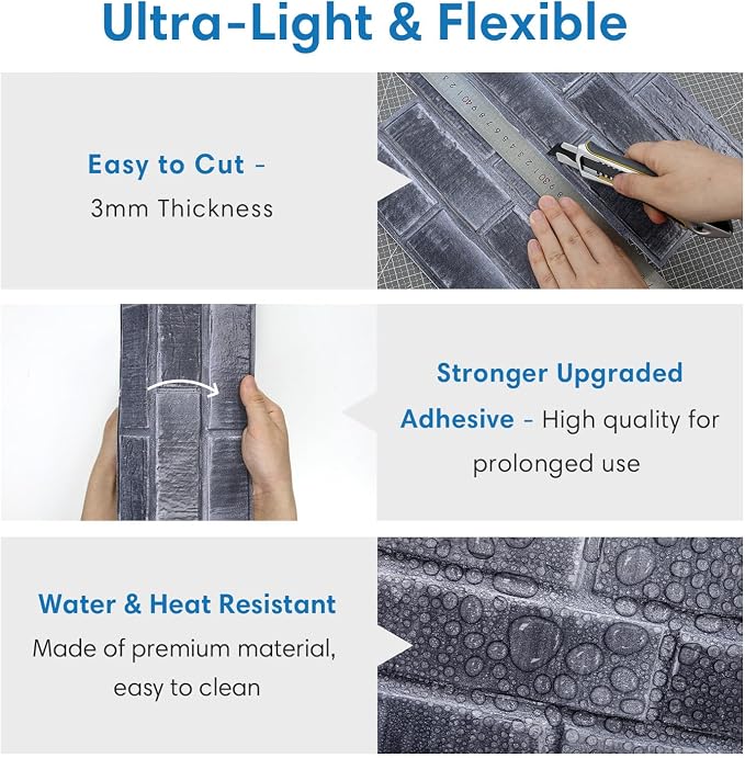 COMSTICKC 3D Faux Brick Wall Panels Peel and Stick Tiles, Small Size Thin PVC - Image 5