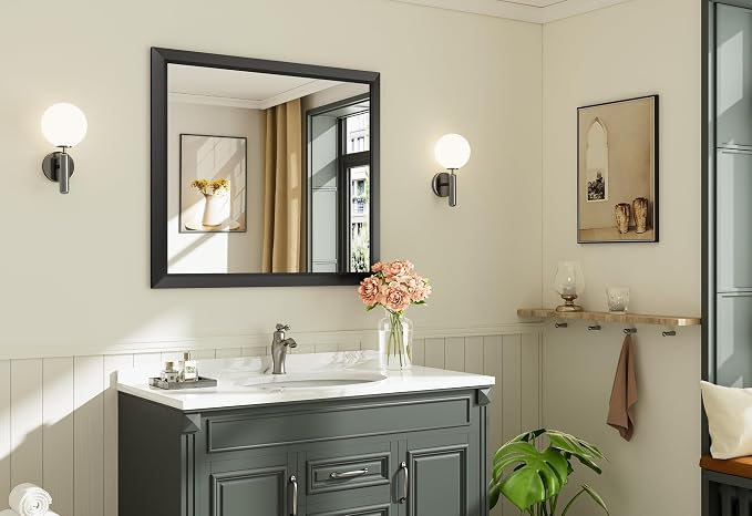 Briivue 36x32 Inch Black Bathroom Mirror - Image 9