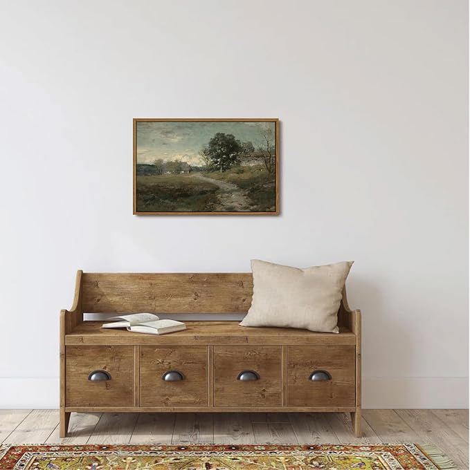 OIQArtOIQ Framed Vintage Landscape Wall Art French Country Cottage Natural - Image 4