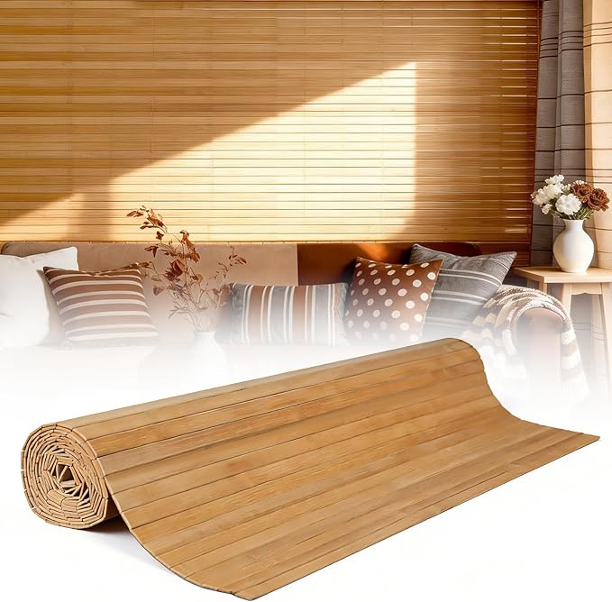 Natural Bamboo Wall Panel for Interior Wall Decor, Pole Wrap Wainscoting Wall by Unknown