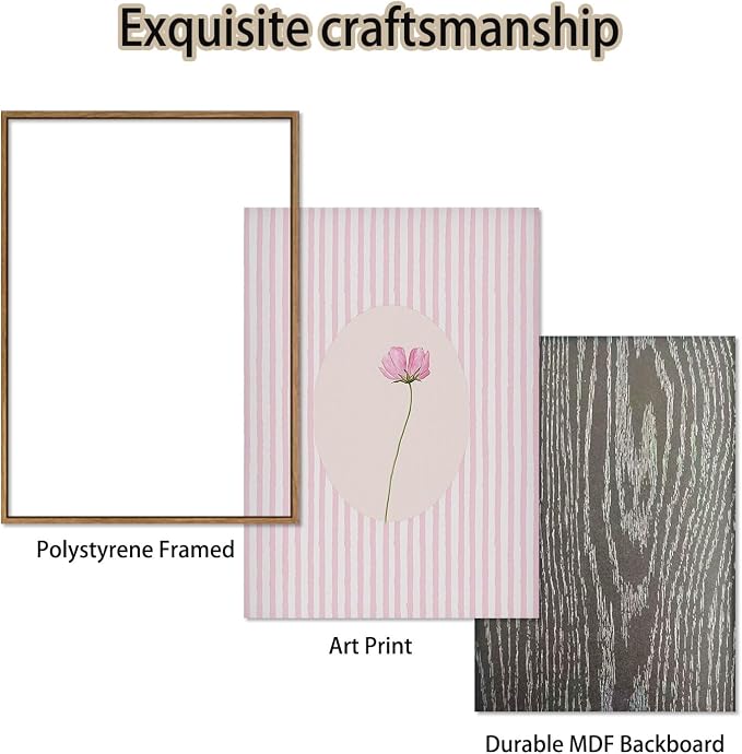 KISSFOX 3 Piece Framed Wall Art Botanical Wall Decor Pink Floral Pictures - Image 6