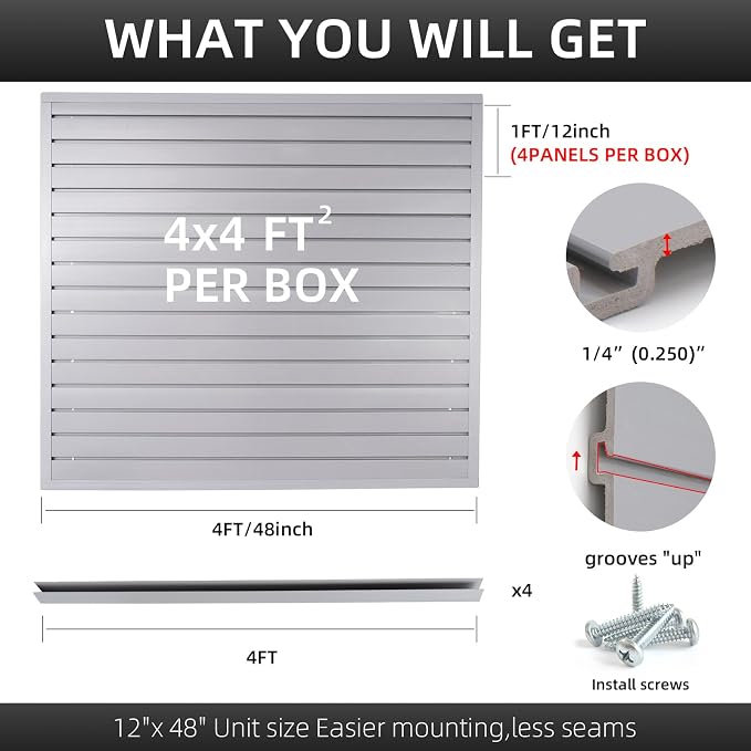 Slatwall Panel Garage Organizer Heavy Duty Wall Mounted, PVC Slat Panels Home - Image 3