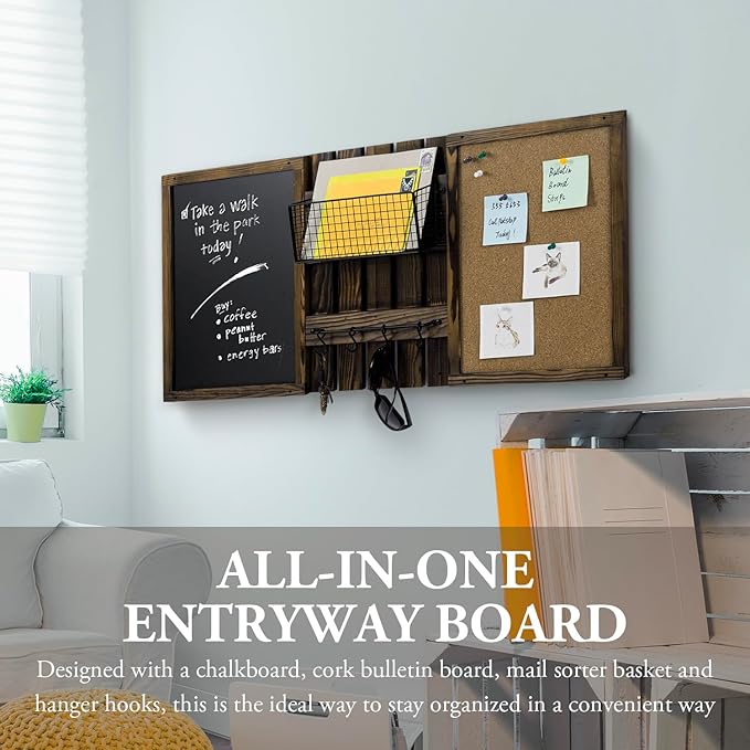 MyGift 3 Panel Wall Mounted Entryway Bulletin Board Combo Set - Image 3