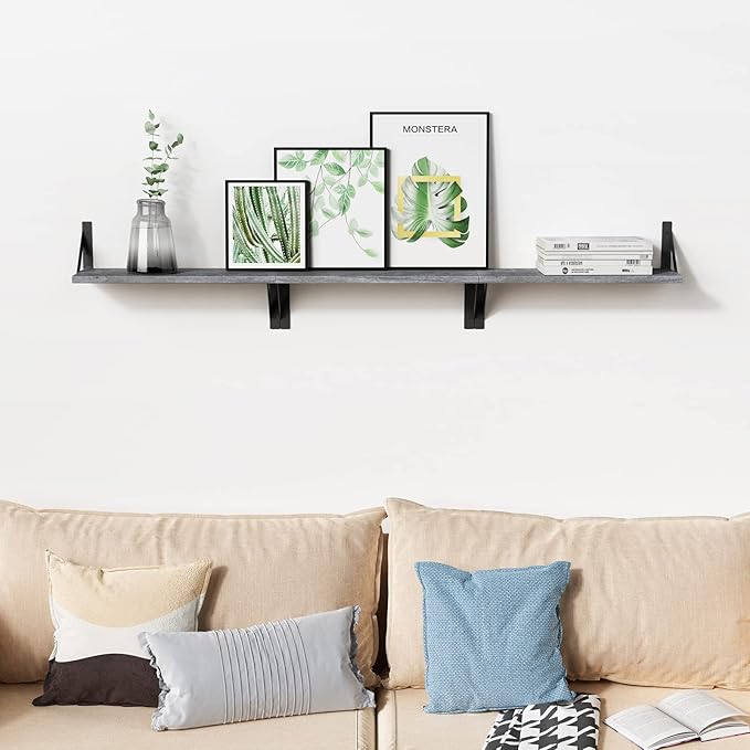 Forbena Grey Floating Shelves for Wall Decor Set of 3, Floating Book Shelves - Image 6