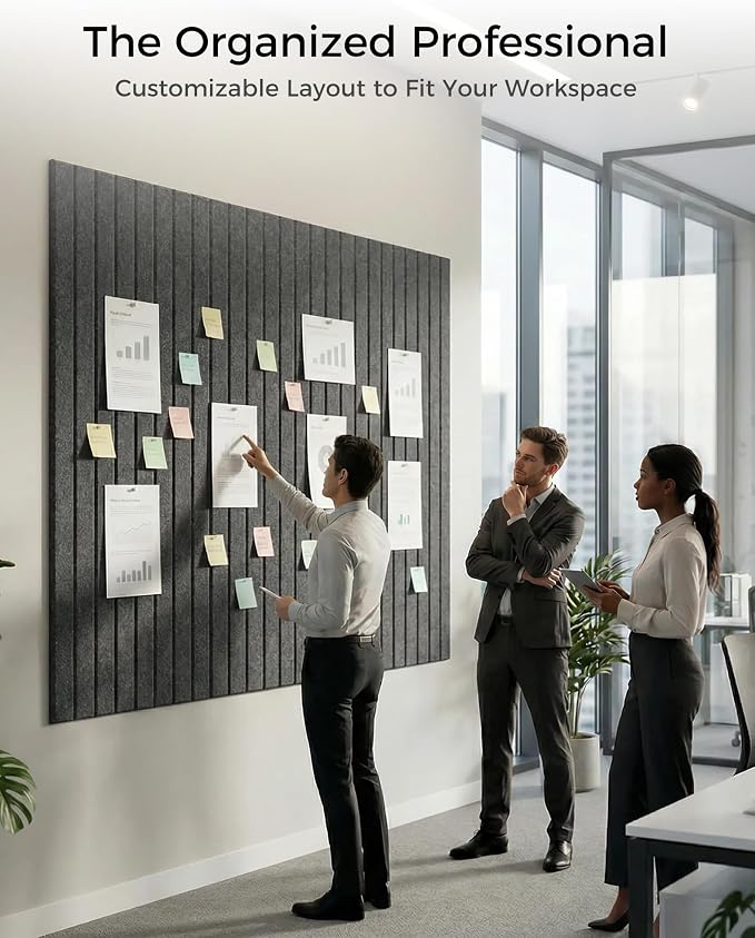 Aothia 12-Pack Felt Bulletin Board Tiles 48"x36", Modular Pin Board - Image 5