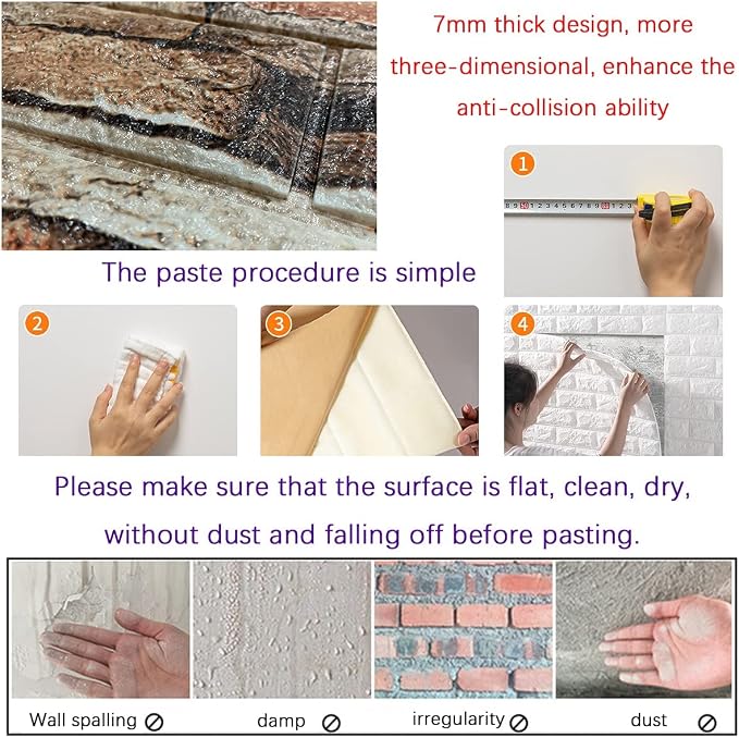 Yutianli 7mm Thick Anti-Collision self Adhesive 3D Wall Panels Peel and Stick - Image 6