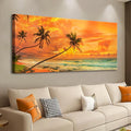 Tropical Beach Sunset Large Wall Art – Stretched & Framed Ocean Waves Canvas by weiyiart