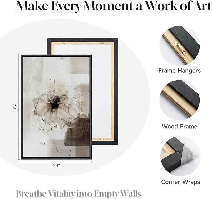 Framed Neutral Abstract Floral Wall Art - Image 7