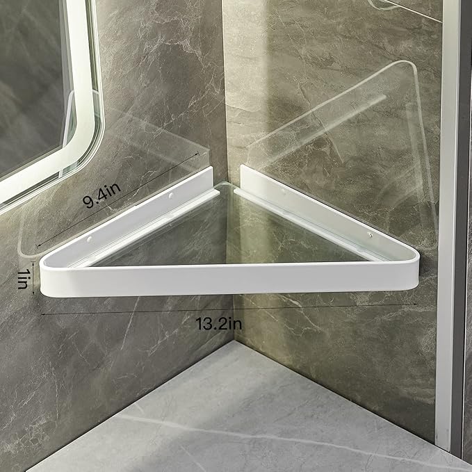 VOLPONE Bathroom Shelves Wall Mounted Glass Corner Shelf - Image 2