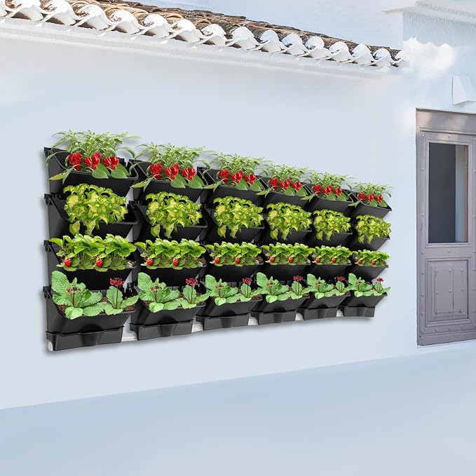 Vertical Wall Planter with 24 Pots, Hanging Garden Plant Flowerpot Holder - Image 8