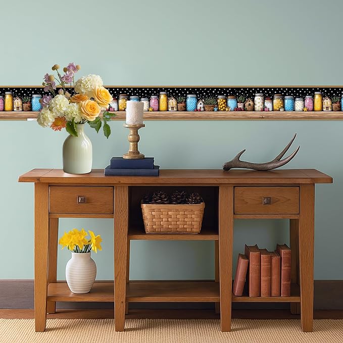 Mason Jar Wallpaper Border 196x4 Inch Removable Wall Border Peel and Stick - Image 6