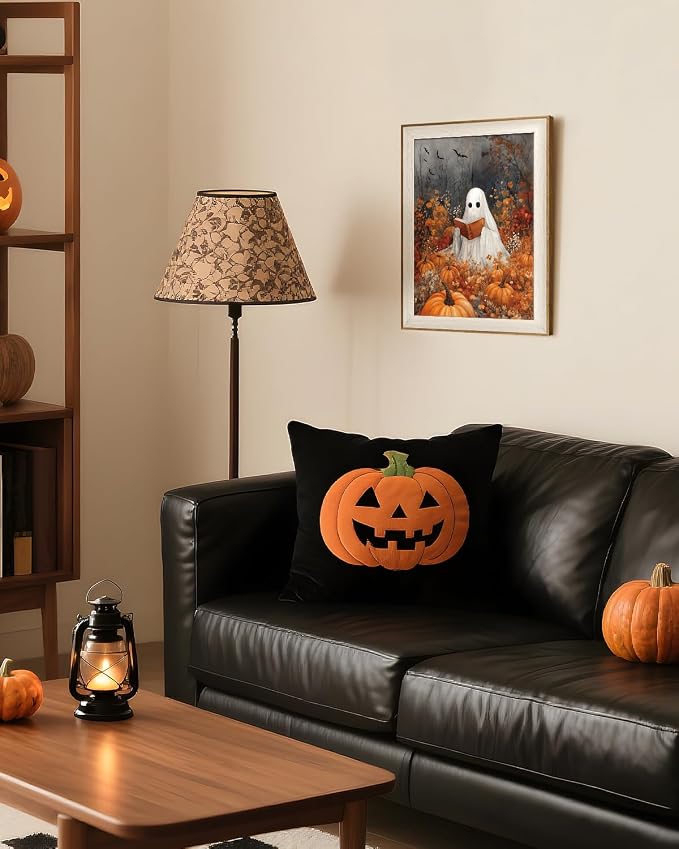 VIYYIEA Framed Wall Art for Living Room, Reading Ghost Canvas Prints, Autumn - Image 6