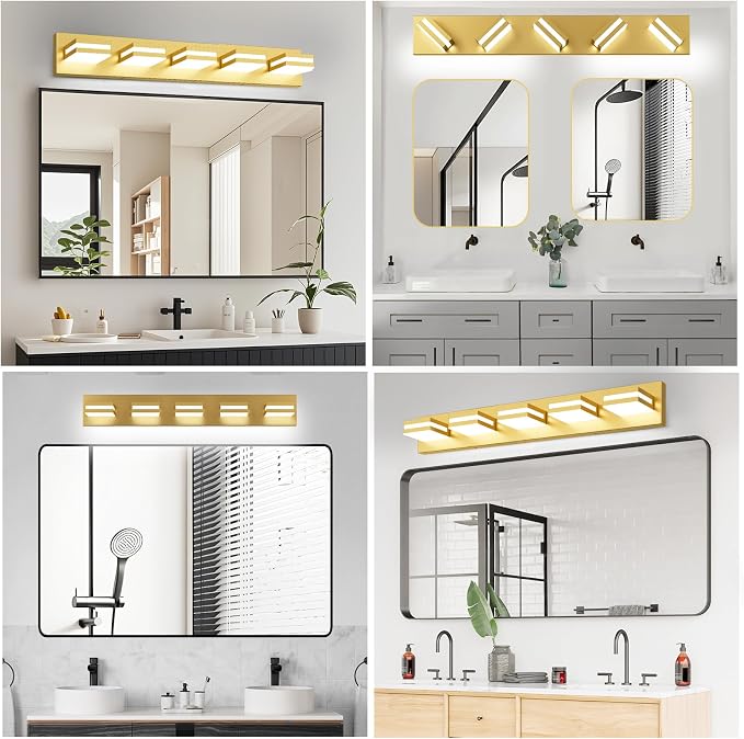 IZORRO LED Modern Bathroom Lights Fixtures, Brushed Glod Acrylic Wall Lighting - Image 8