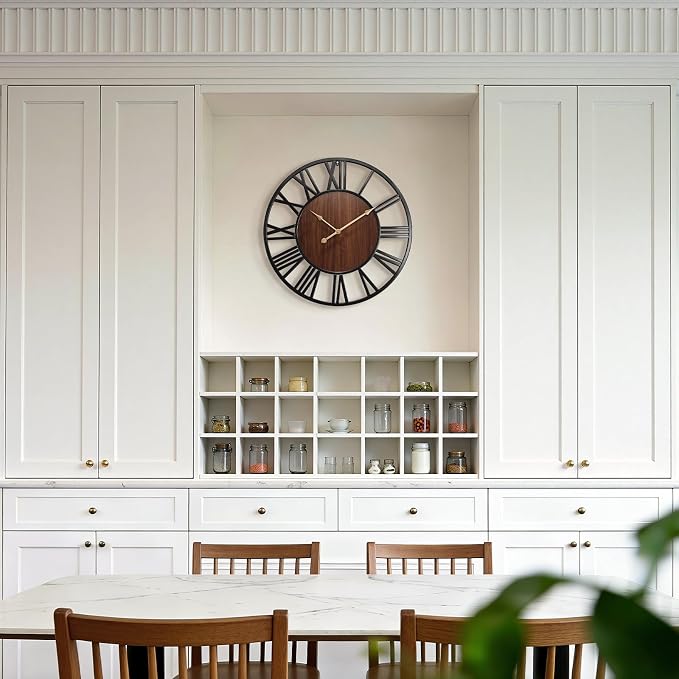 Vantic 24 Inch Large Wall Clock, Roman Numeral Wood Oversized Wall Clocks - Image 8