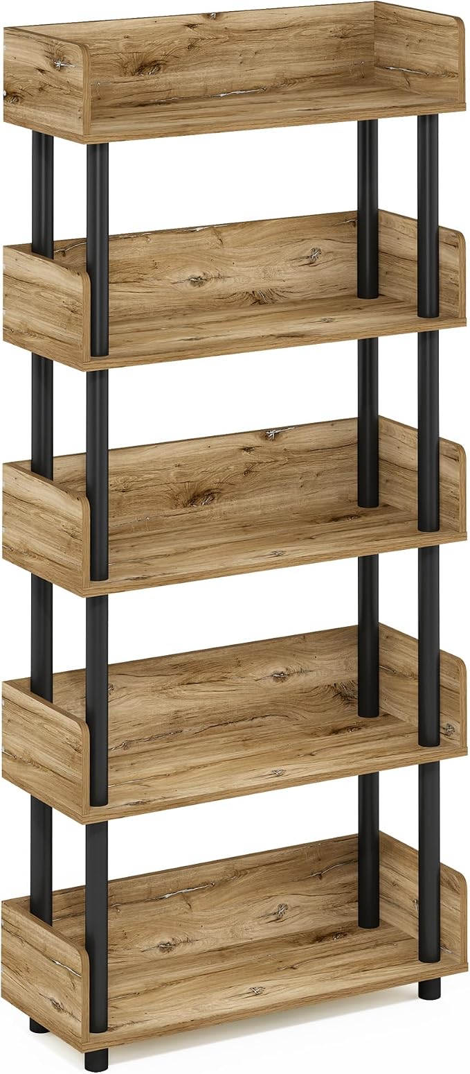 Furinno TURN-N-TUBE 5-Tier Display Shelf, Storage Shelves, Book Shelf, Open - Image 5