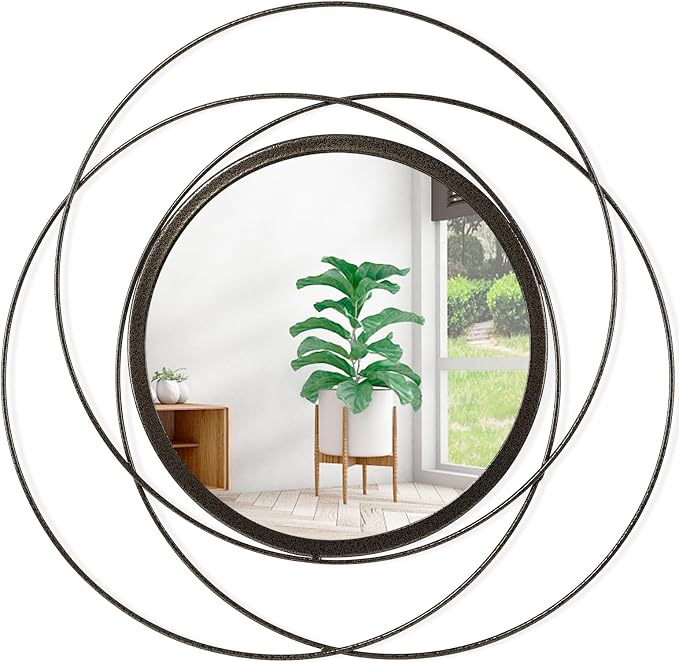 Circle Mirror Wall Decorative Metal Wall Mirror, Art Small Round Wall Home by HLFMVWE