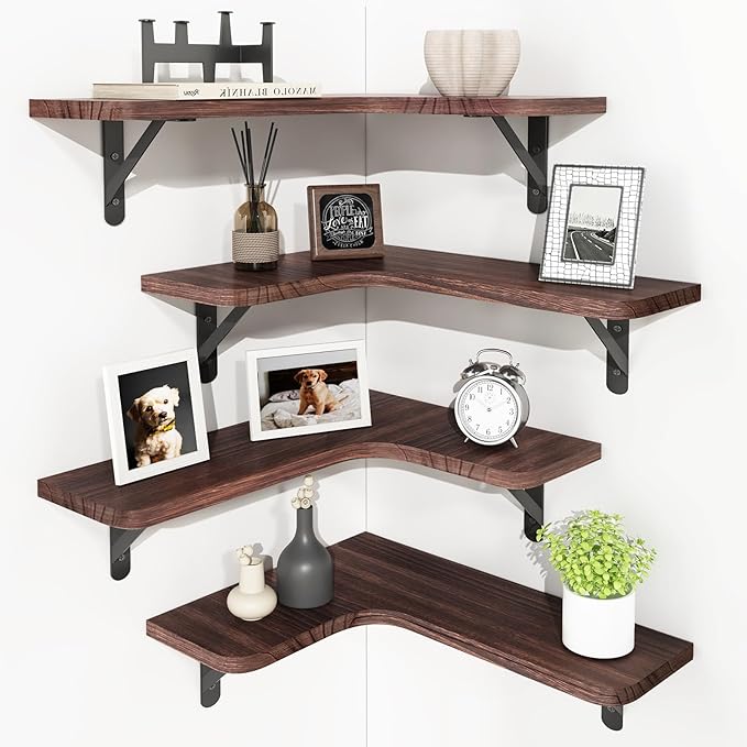 YGEOMER Corner Floating Shelves, Wall Mounted Corner Shelf by YGEOMER