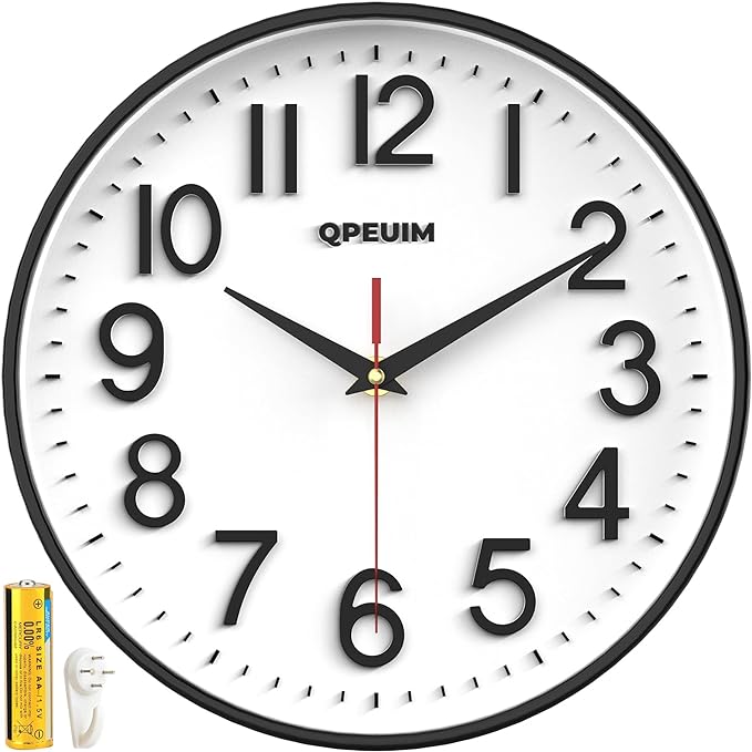 QPEUIM Wall Clock Wall Clocks Silent Non-Ticking Battery Operated Large Easy to by QPEUIM