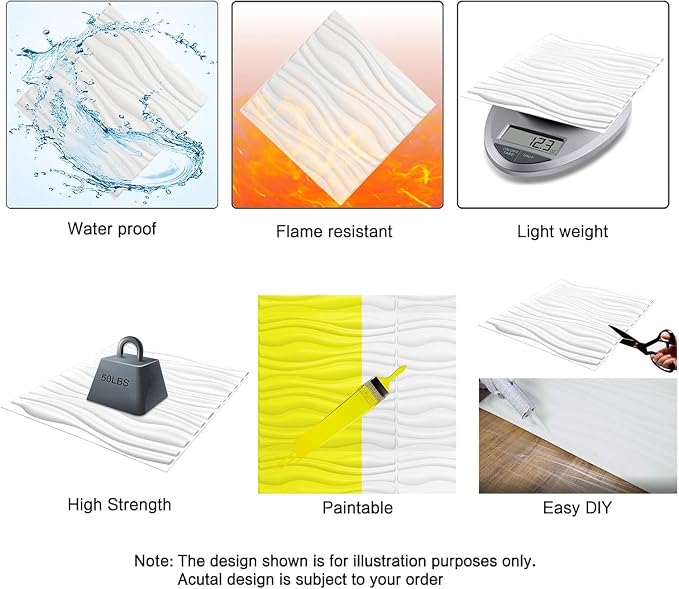 Art3d 19.7" x 19.7" Wall Panel Wave - Image 4