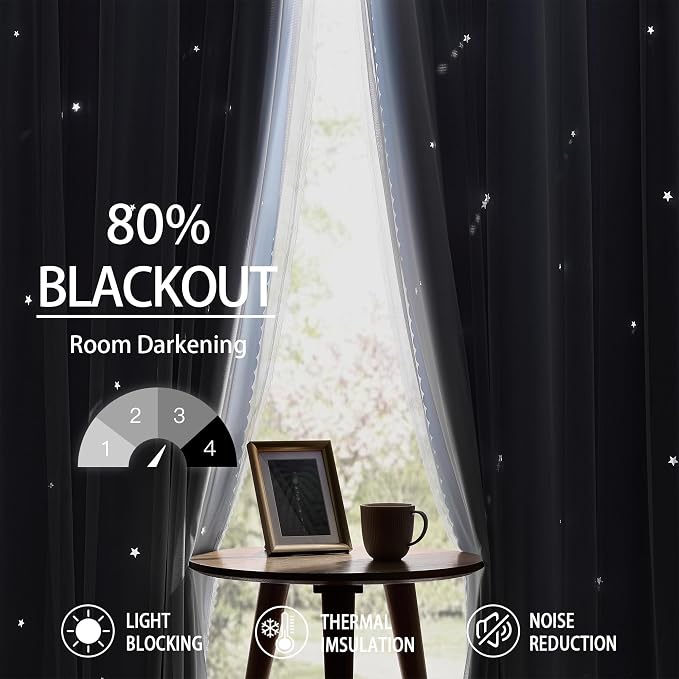 XiDi Light Blue Curtains for Bedroom, Girls Room Blackout Curtains, Kids Room - Image 6