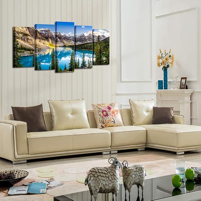 KREATIVE ARTS - 5 Pieces Canvas Prints Wall Art Canada Moraine Lake And Rocky - Image 3