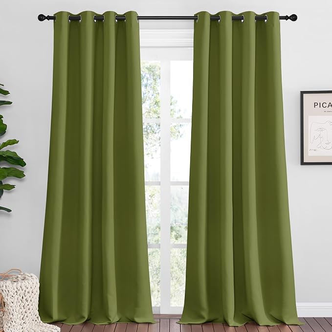 NICETOWN Olive Green Blackout Curtains 120 inches Length by NICETOWN
