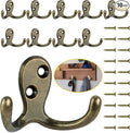 Homanu 10 Pack Coat Hooks, Heavy Duty Double Prong Coat Hooks Wall Mounted by Homanu