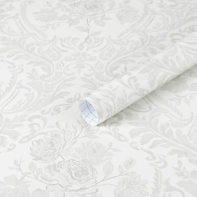 Ismoon Floral Peel and Stick Wallpaper Grey Contact Paper Boho Watercolor - Image 9