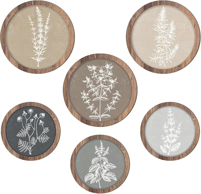Threehoney 6 Pcs Framed Botanical Wall Art Set Floral Wall Art Vintage Boho by Threehoney