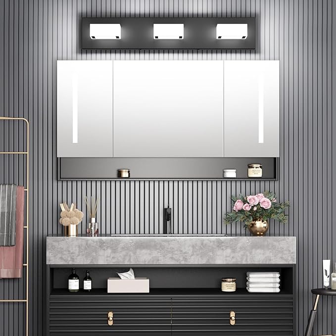 Ralbay Black Bathroom Vanity Lights 24inch Metal Acrylic LED Modern Bathroom - Image 3